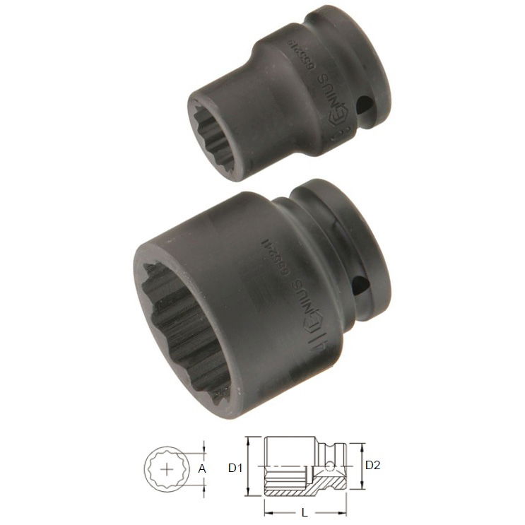 Genius Tools 655244 3/4"-os 12 lapú gépi dugókulcs fej, 44 mm termék fő termékképe