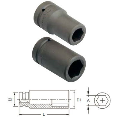 Genius Tools 849534 1"-os 6 lapú gépi dugókulcs fej, hosszított kivitel, 34 mm termék fő termékképe