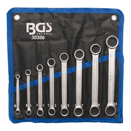 BGS Technic 9-30300 csillagkulcs készlet, egyenes, extra lapos, metrikus, 8 részes termék fő termékképe