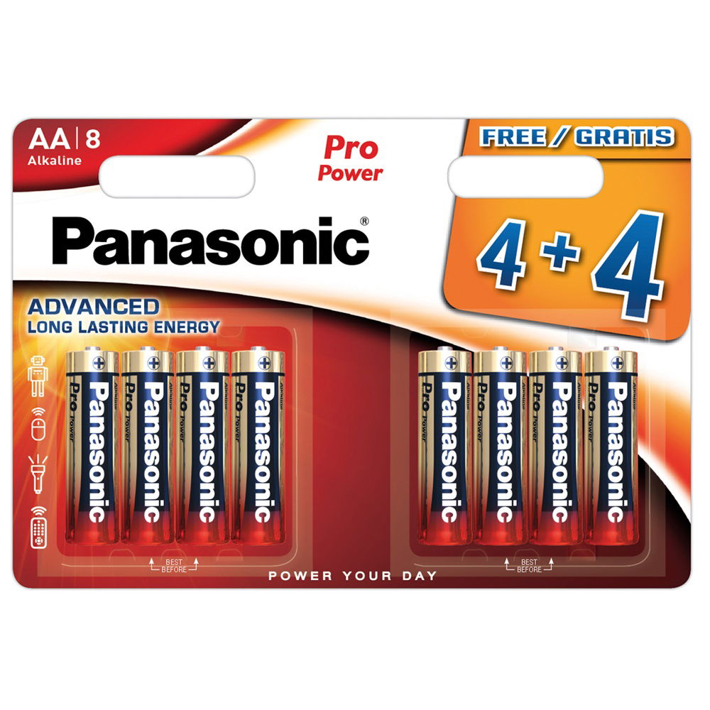Panasonic LR6PPG/8BW 4+4 PRO POWER alkáli tartós elem, AA (ceruza), 8 db/bliszter termék fő termékképe